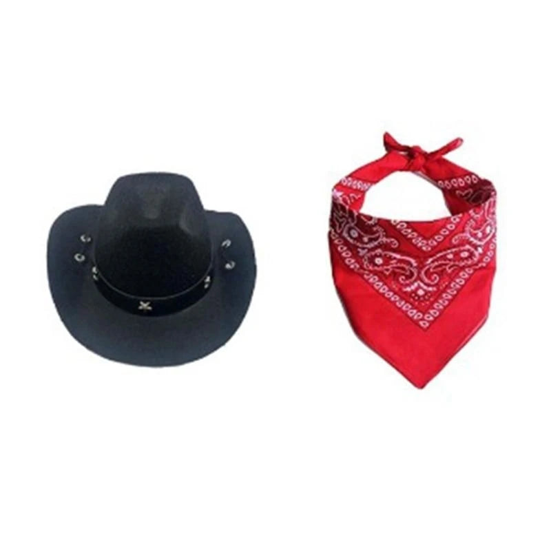 Dog Cowboy Costume Hat Bandanas