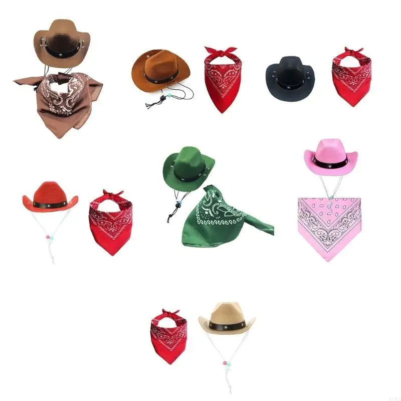 Dog Cowboy Costume Hat Bandanas