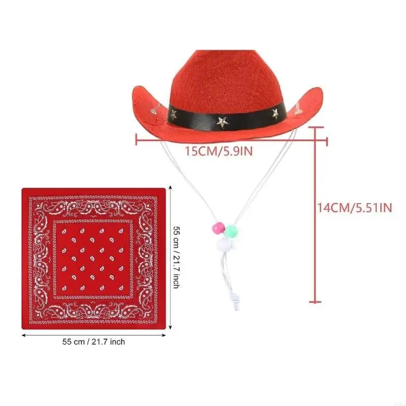 Dog Cowboy Costume Hat Bandanas