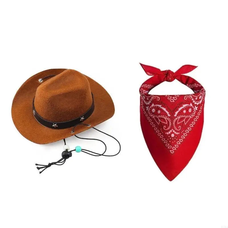 Dog Cowboy Costume Hat Bandanas